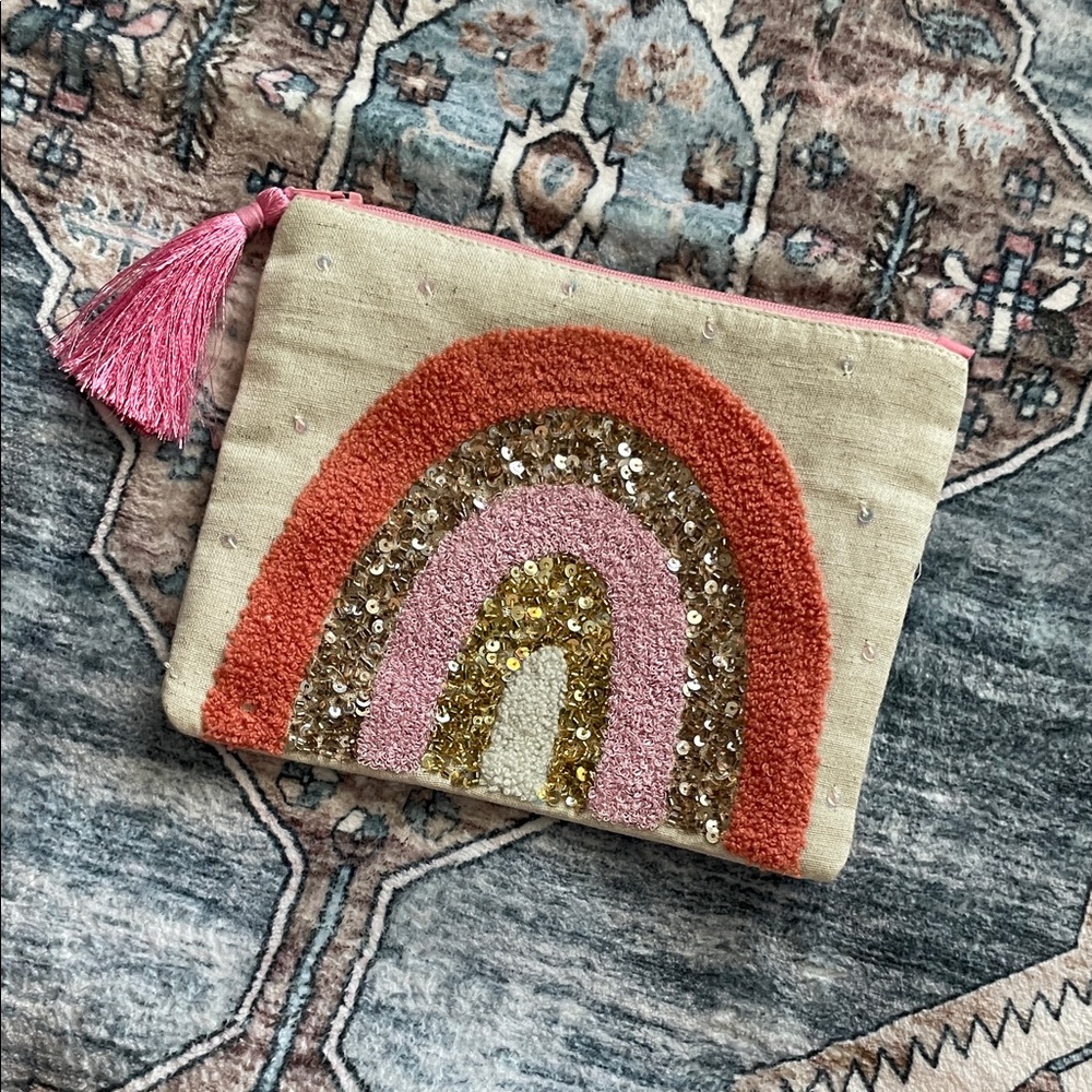 Sequin Rainbow Pouch with Tassel